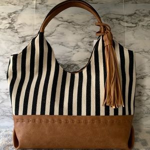 Naturalizer Black/White Canvas Sophie Tote NWT